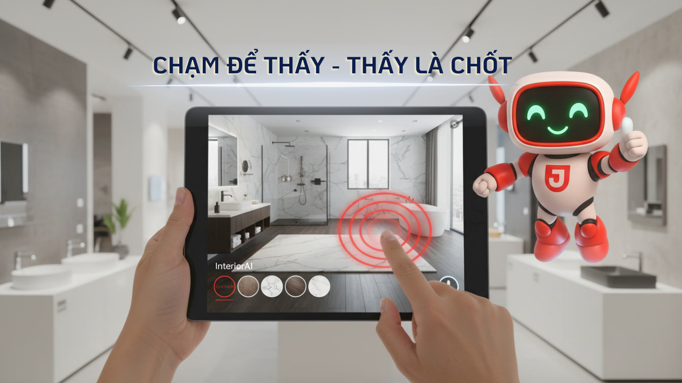 InteriorAI: Giải pháp tăng tỷ lệ chốt đơn đột phá cho Showroom Gạch ốp lát & Thiết bị vệ sinh