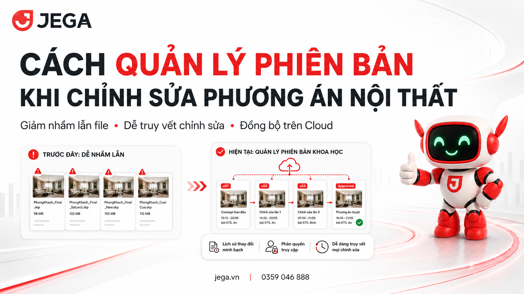 Cách quản lý phiên bản khi chỉnh sửa phương án thiết kế nội thất