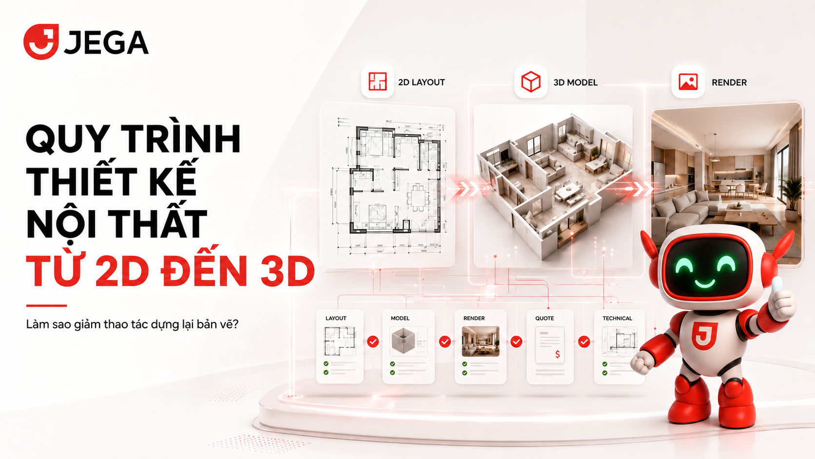 QUY TRÌNH THIẾT KẾ NỘI THẤT TỪ 2D ĐẾN 3D: LÀM SAO GIẢM THAO TÁC DỰNG LẠI BẢN VẼ?