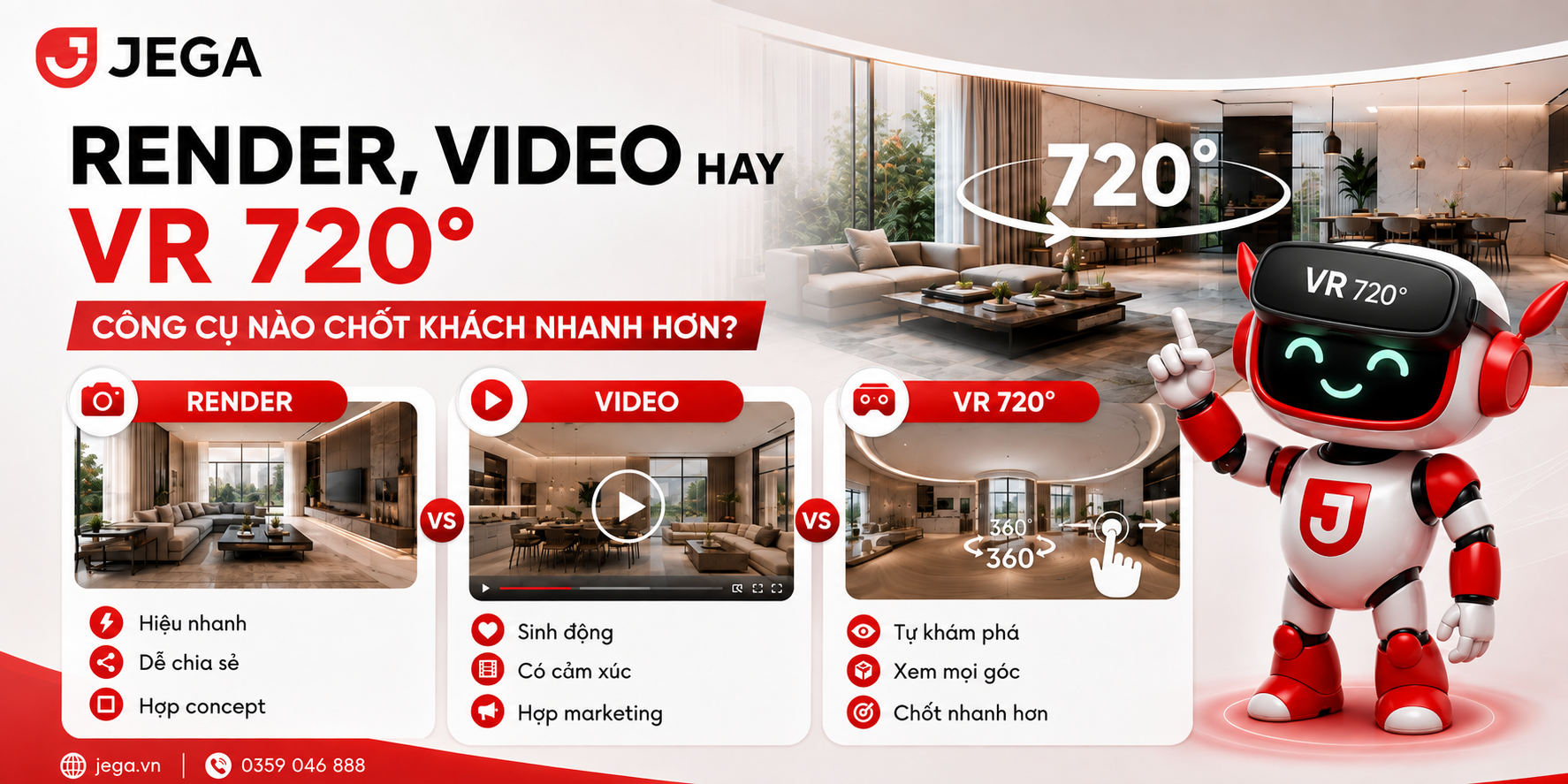 Render, Video hay VR 720°: Công cụ nào giúp khách hàng ra quyết định nhanh nhất?