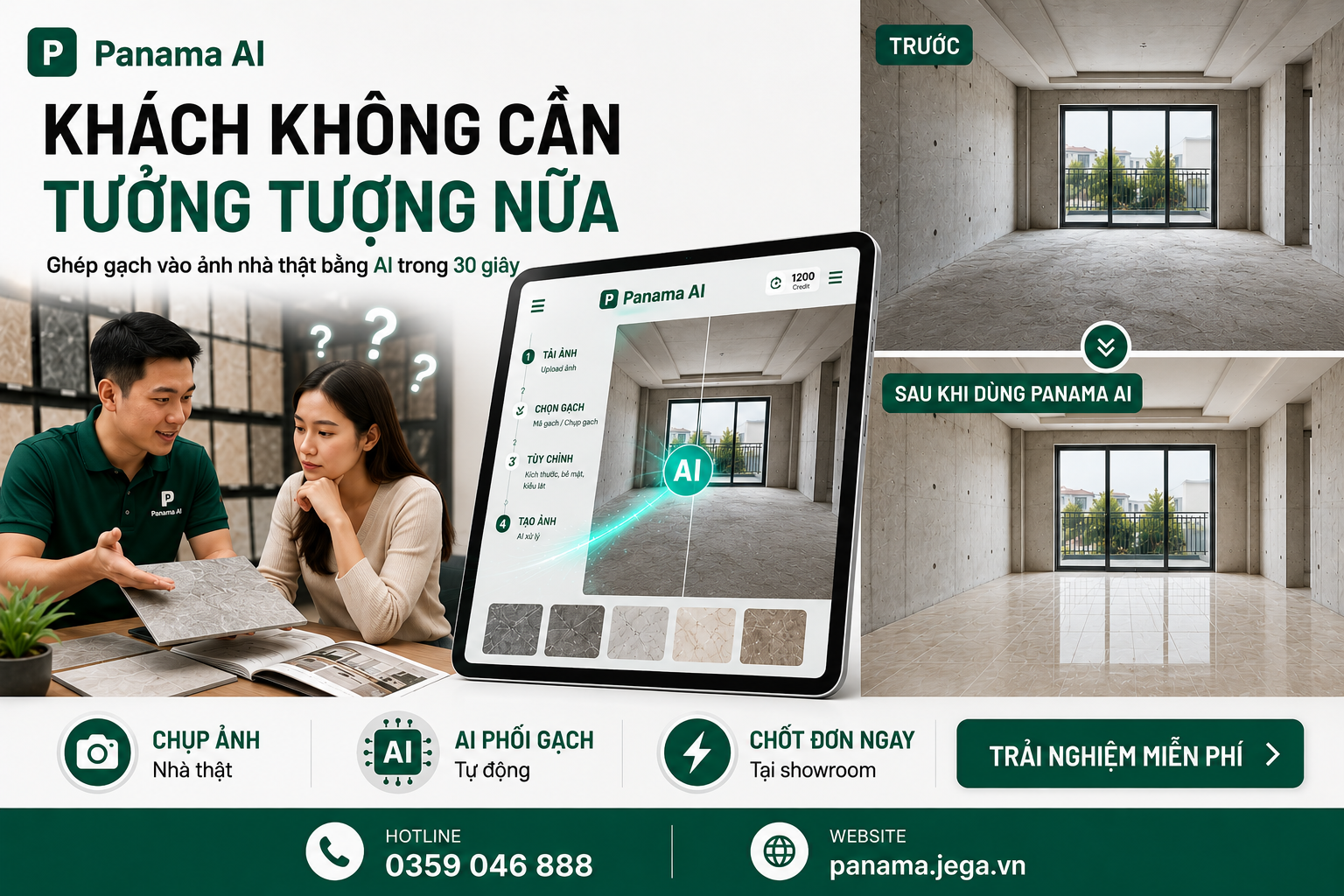 Phần Mềm Phối Cảnh Gạch Panama AI: Ghép Gạch Vào Ảnh Nhà Thật Bằng AI Trong 30 Giây