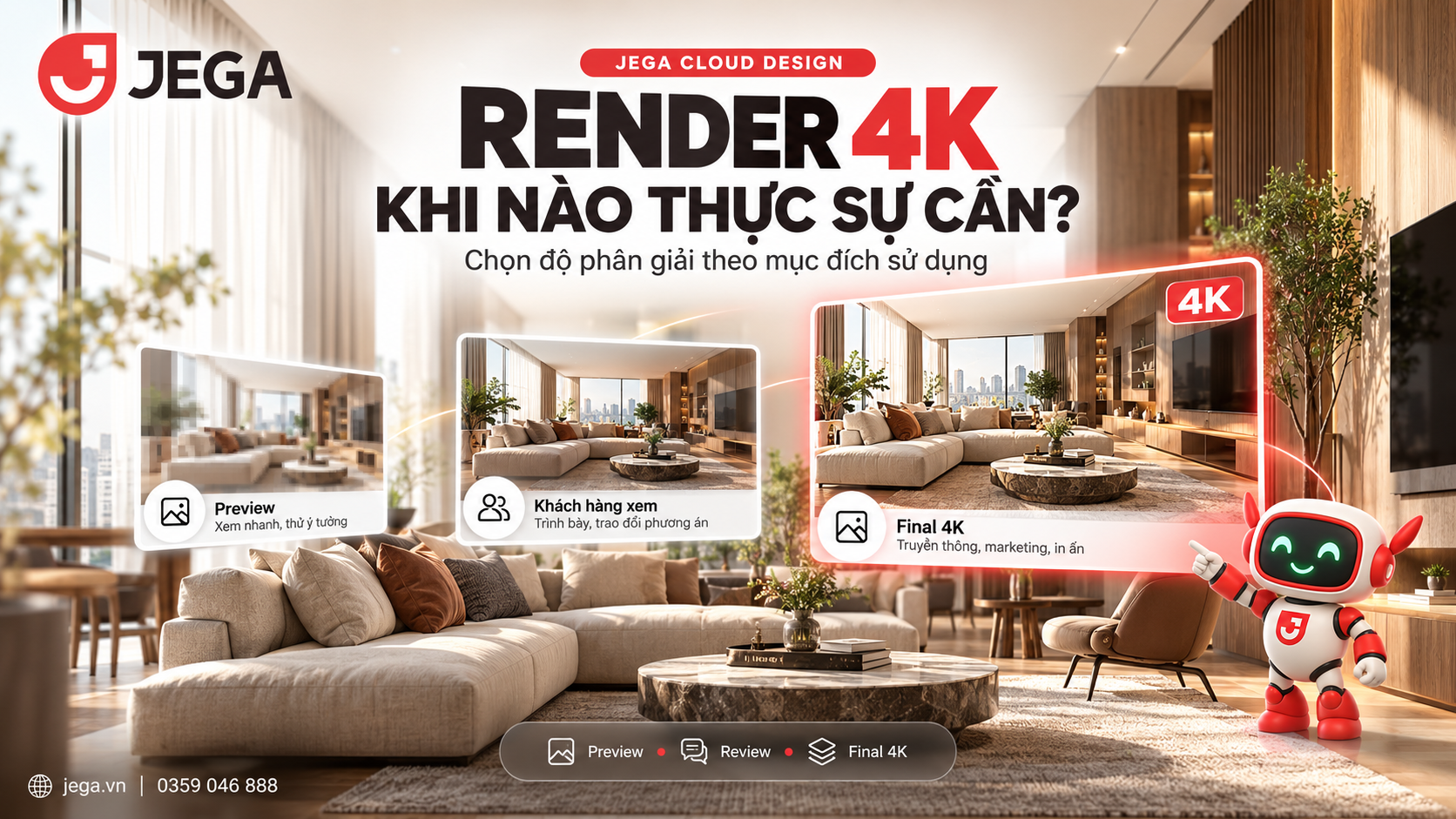 Render 4K trong thiết kế nội thất: Khi nào thực sự cần?