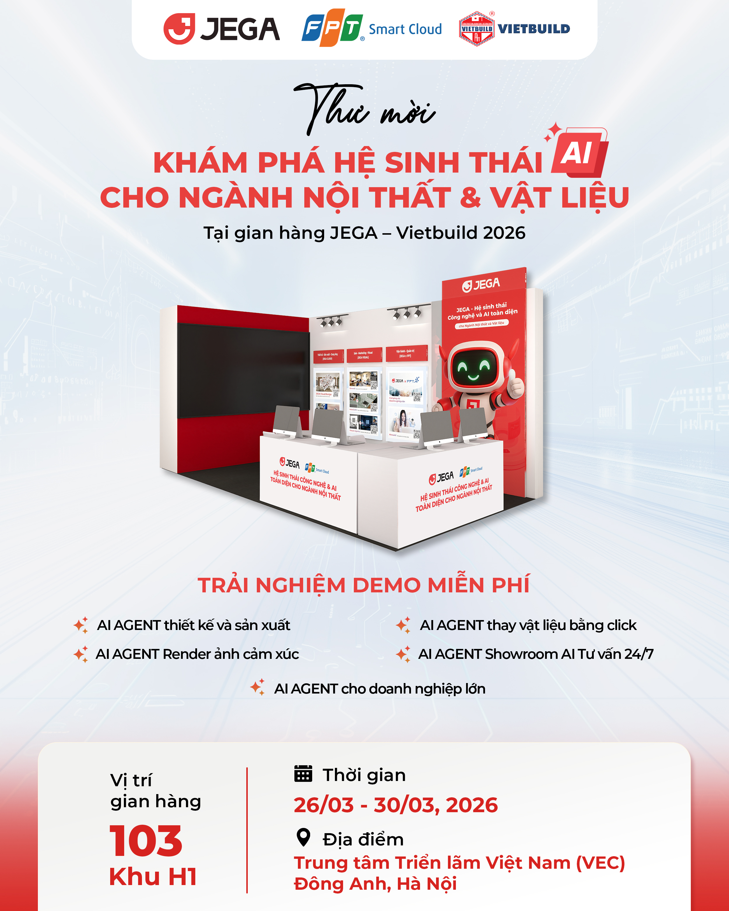 JEGA Ra Mắt Hệ Sinh Thái AI Ngành Nội Thất Tại VietBuild 2026: Giải Pháp Số Hóa Toàn Diện Cho Doanh Nghiệp Nội Thất